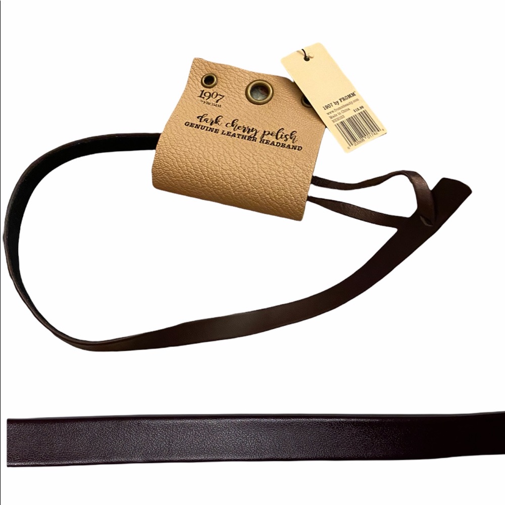 COPY - Genuine leather headband with elastic dark cherry